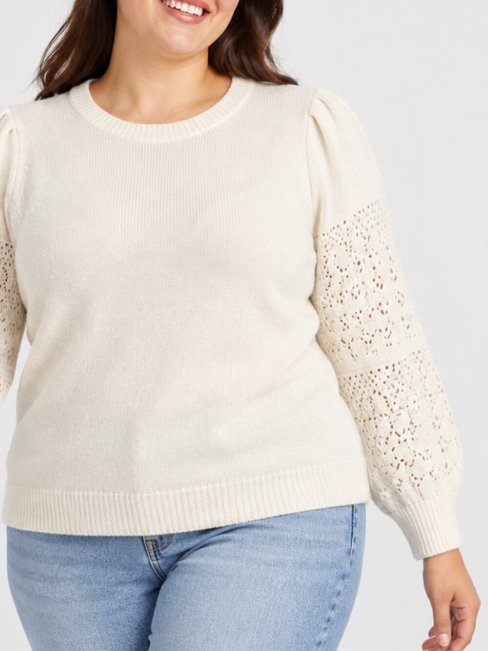 Old Navy Ivory Pointelle Sleeve Sweater Women’s 3X